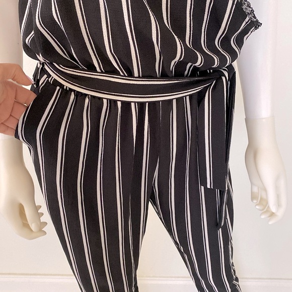 FAS Fille A Suivre Paris Ropmper Pants Black White - Picture 4 of 11